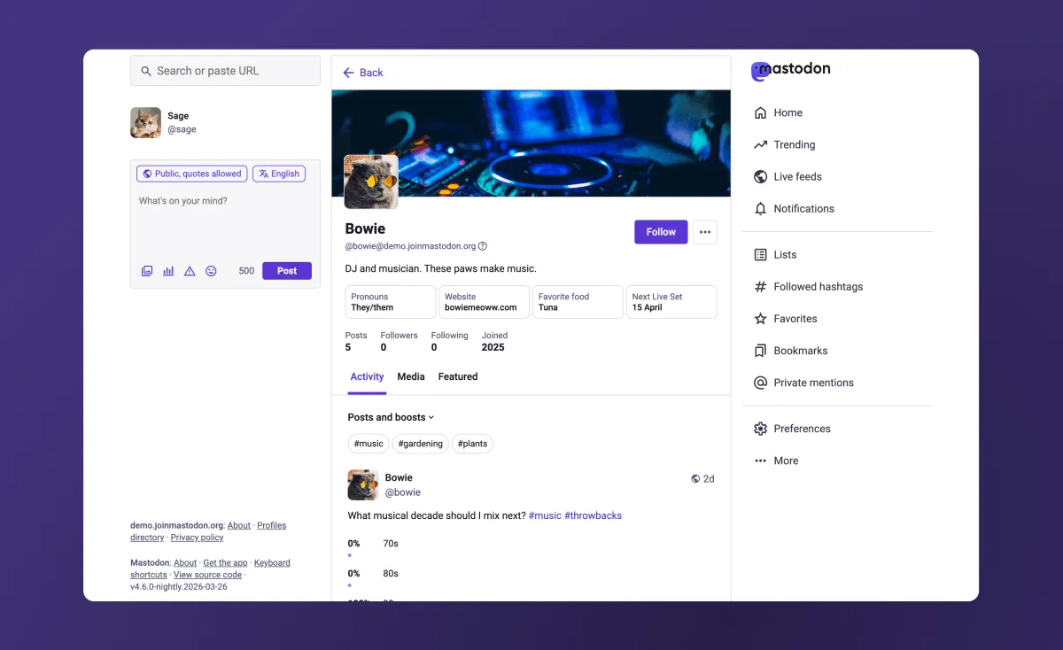 Mastodon Kullanıcı Profilelerini Guncelliyor - Basitleştirilmiş Deneyim için Effort yaptırıyor
